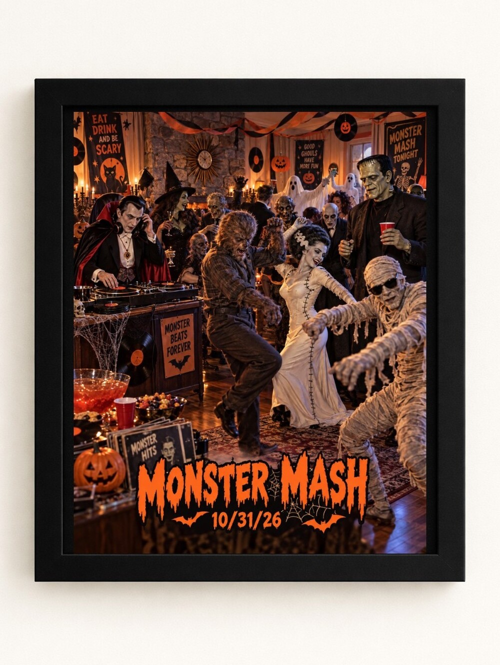 8x10 Frame Monster Mash Halloween A.I. Print